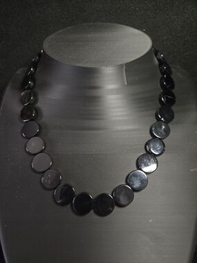 Elegant Artisan Black Botswana Agate Disc Necklace